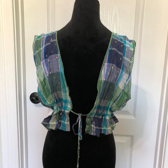 Aerie Women's Plaid Peplum Cropped Tank Top Size Large Multicolor NWT‎ - Picture 6 of 11